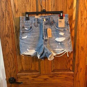 Levi's Women's Ripped Jean Shorts - Light Blue